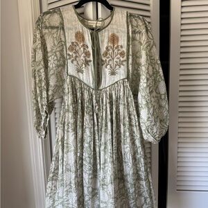 Daughters of India Diya Mini Dress in Pistachio XS